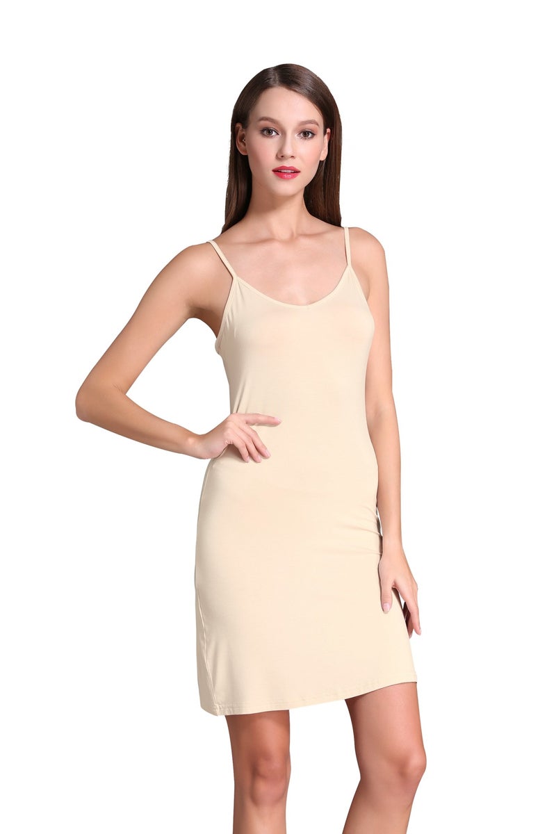Coreal Full Slip For Women Under Dress Adjustable Spaghetti Strap Knee Length Slips Undergarment Nightwear - Image 1